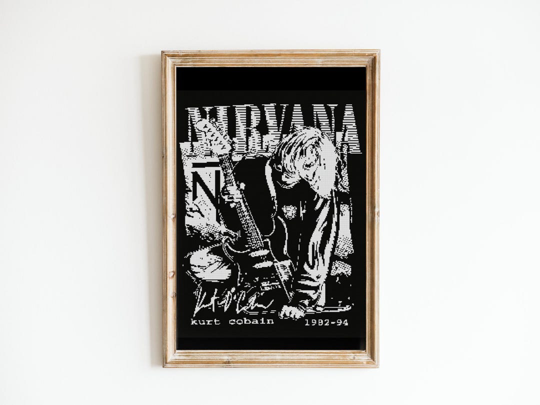 Large Kurt Cobain N Nirvana Cross Stitch Pattern Sewing Modern