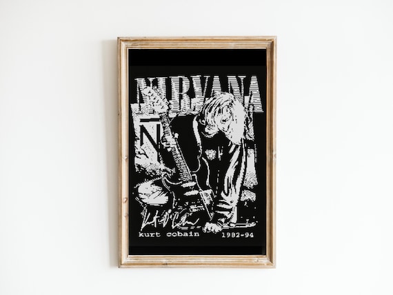 アート・デザイン・音楽 Cobain - nirvana Large Kurt Cobain N Nirvana Cross Stitch Pattern Sewing Modern