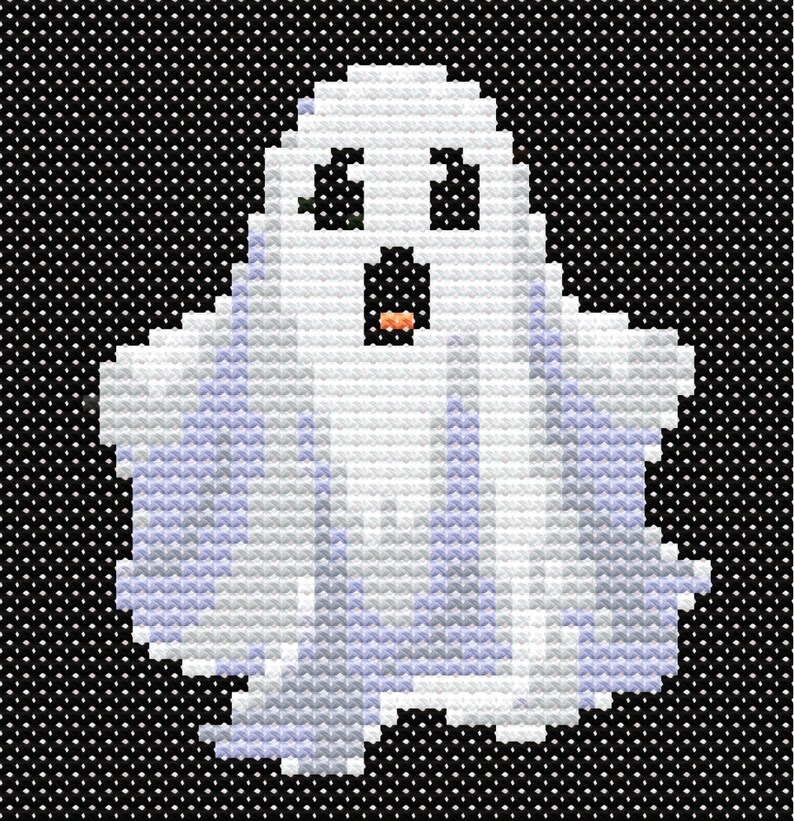 Cute Spooky Ghost Cross Stitch Pattern Sewing Embroidery Halloween Dark ...