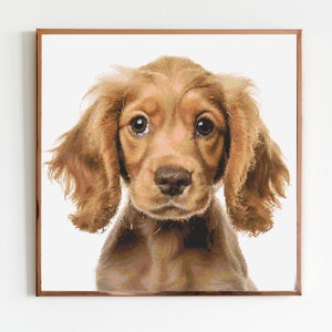 Brown Cocker Spaniel Puppy Cross Stitch Pattern Sewing Embroidery DMC Wildlife Animal Nursery Artwork Scandi Doggo Minimal Dog Pet Gift