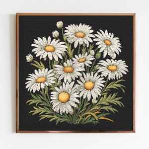 Dasies botanische Kreuzstich nähe moderne Stickerei Stickmuster Instant DMC Download Blumenstrauß Anfänger Dasie