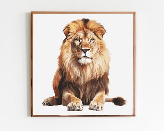 Lion Cross Stitch Pattern Sewing Embroidery DMC Wildlife Africa Animal Safari Jungle Nursery Art Artwork Scandi Minimal Lion King Simba