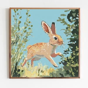 Bunny Rabbit Cross Stitch Sewing Embroidery Pattern Woodland Spring Gift Botanical Flowers Floral Wreath Cute Rabbit Spring Easter Nursery