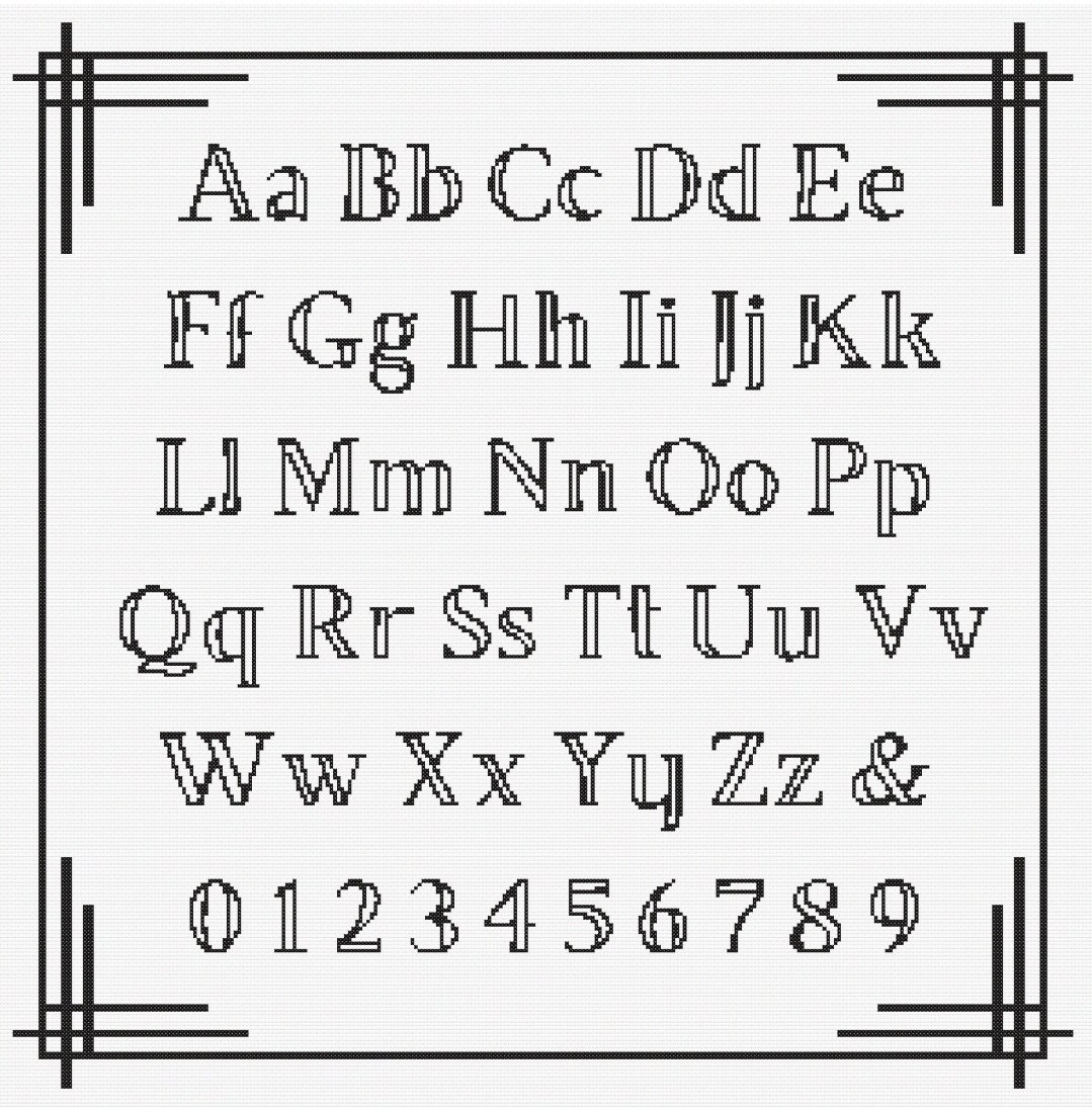 Needlework Font Vintage Cross Stitch Font Sewing Embroidery Pattern X-stitch Landscape ...