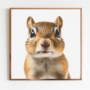 Chipmunk Cross Stitch Sewing Embroidery Pattern Wildlife Gift Cute Nursery Artwork Art Bohemian Scandi Minimalist Animal Wild Rabbit