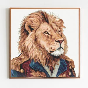 Löwe Kreuzstichmuster Nähen Stickerei DMC Tierkunstwerk Geschenk Militärportrait-Musterhalter Shere Khan Zoo Safari Dschungelbuch