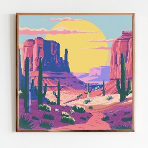 Schlucht und Kaktus Kreuzstich Schnittmuster DMC X-Stitch Cottagecore Nadelarbeit Poster Arizona
