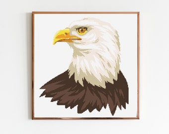 American Bald Eagle Flag Cross Stitch Sewing Modern Embroidery Pattern Classic Art Needlework Cottagecore 4th July Bird Patriot Freedom