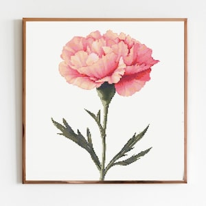 Rosa Nelke Blume botanische Kreuzstich nähen modernes Stickmuster Instant Nelkenbund Nelken Nelke Nelken Nelke Geschenk