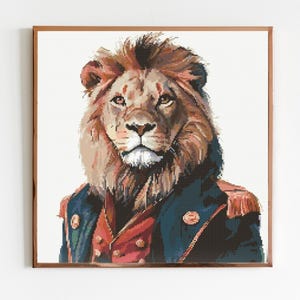 Löwe Kreuzstichmuster Nähen Stickerei DMC Tierkunstwerk Geschenk Militärportrait-Musterhalter Shere Khan Zoo Safari Dschungelbuch
