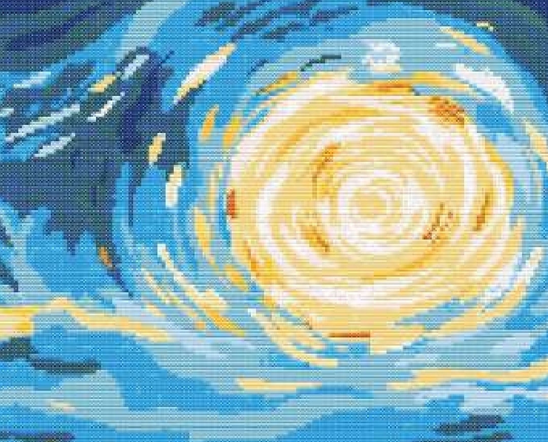 ゴッホ風ひまわり畑のクロスステッチ刺繍パターンXステッチ風景