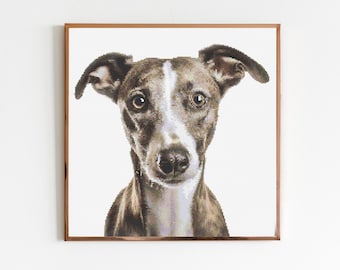 Grey Whippet Dog Cross Stitch Pattern Embroidery Wildlife Animal Nursery Artwork Scandi Doggo Minimal Puppy Pet Gift Hungarian Pointer