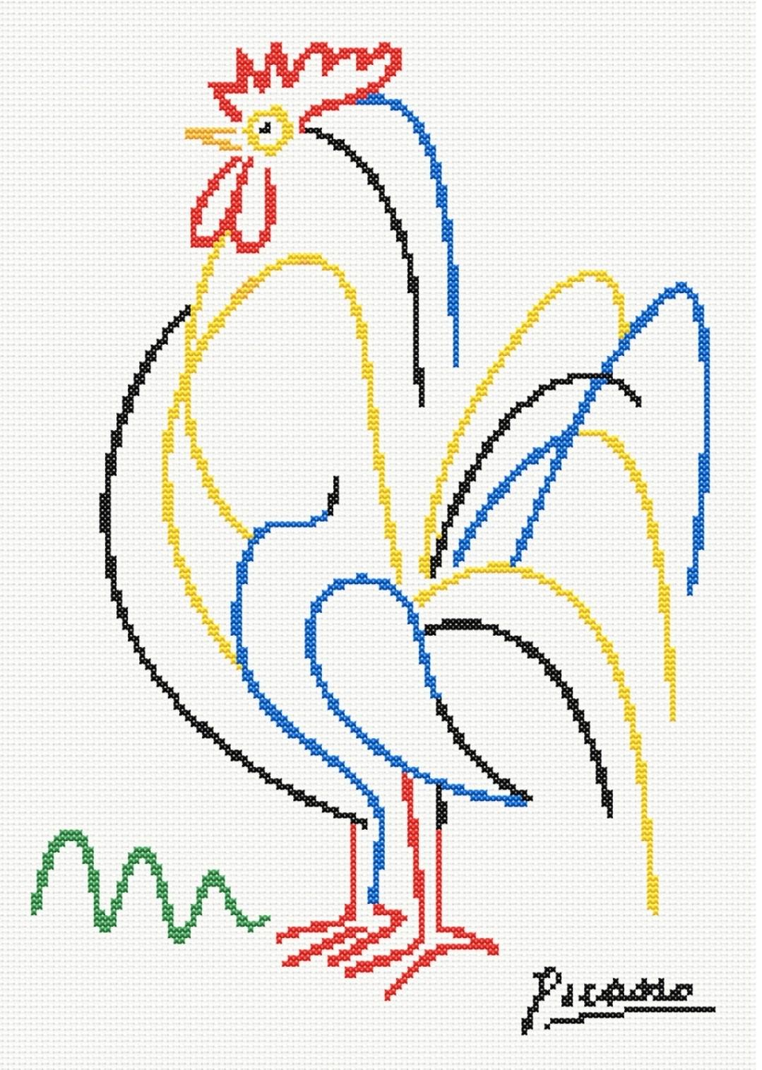 Abstract Chicken Cross Stitch Sewing Embroidery Pattern DMC X-stitch ...