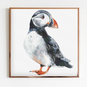 Puffin Cross Stitch Sewing Embroidery Pattern Instant DMC Download Bird Farmyard Woodland Sealife Birds Sea Colourful Bird
