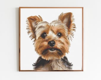 Patrón de punto de cruz para perro Yorkshire Terrier, costura, bordado, DMC, vida silvestre africana, animales, guardería, obra de arte, perro escandinavo, regalo minimalista para mascota.