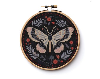 Dark Moth Cross Stitch Pattern Sewing Modern Embroidery Instant Download Dark X-Stitch Cottagecore Witchy Witchcraft Gothic
