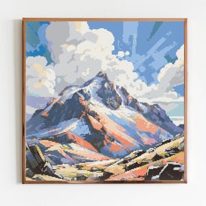 Mount Snowdon Landschaft Cottagecore Kreuzstich Stickmuster Stickmuster