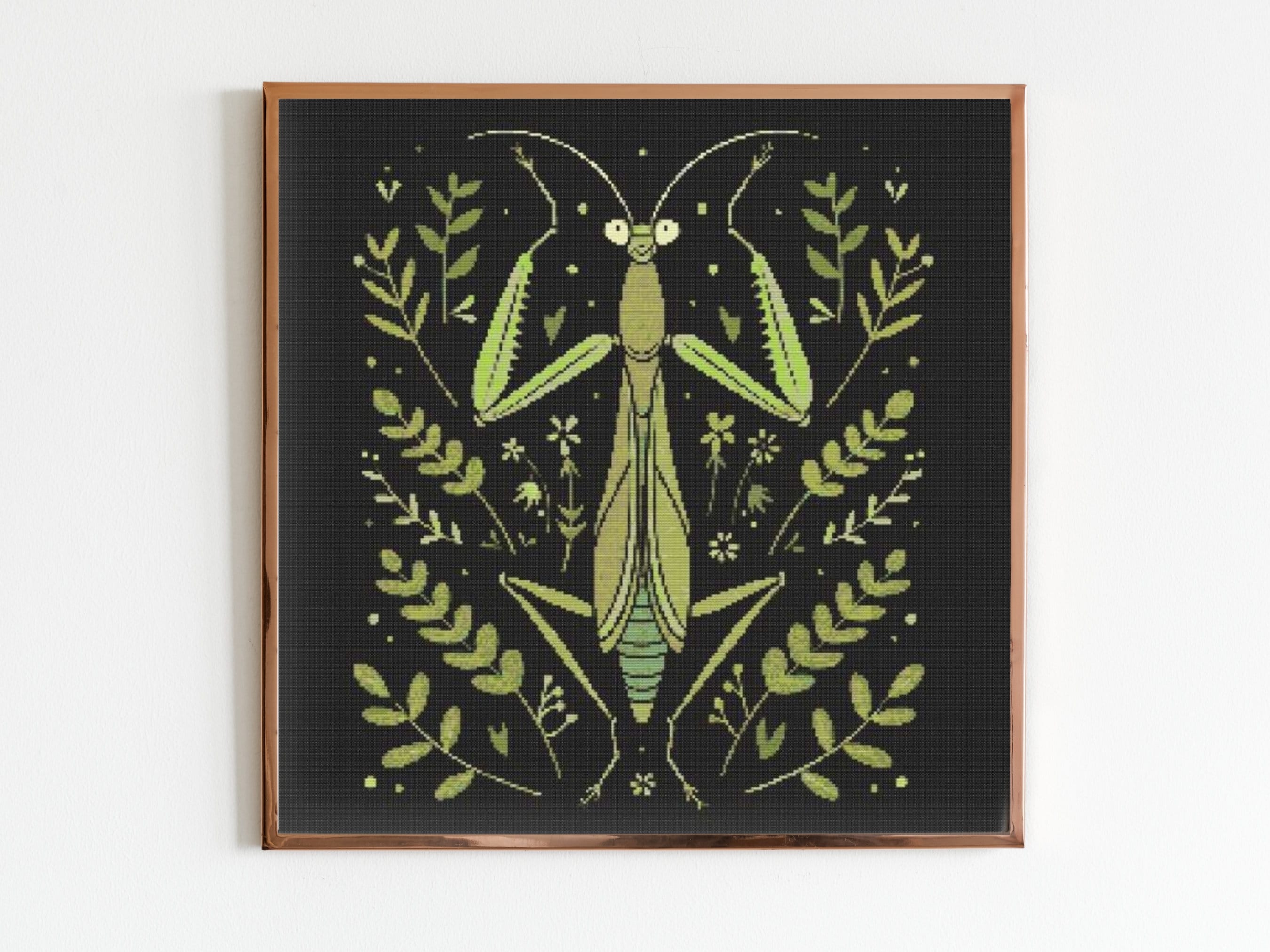 Praying Mantis Botanicals Cross Stitch Pattern Sewing Modern