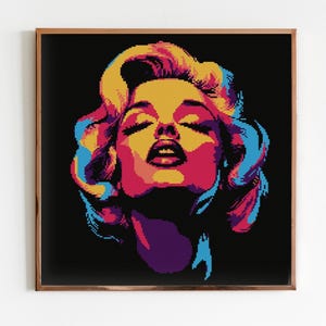 Pop Art Marilyn Monroe Kreuzstich Stickmuster Nähen Stickerei Berg X-Stitch Landschaft Cottagecore Handarbeit Niedlich