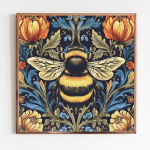 Botanische Hummel Kreuzstichmuster Nähen Moderne Stickerei Dunkel X-Stich Cottagecore Witchy Witchcraft Goth William Morris E