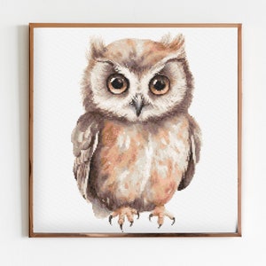 Owl Cross Stitch Sewing Embroidery Pattern Instant DMC Download Bird Farmyard Woodland