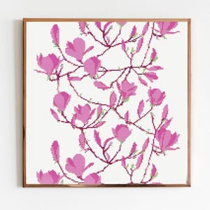Patrón de bordado moderno de costura de punto de cruz botánico de caléndula Descarga instantánea de DMC Ramo de flores para principiantes