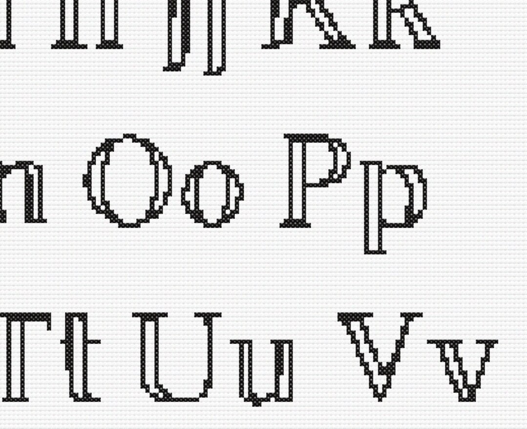 Needlework Font Vintage Cross Stitch Font Sewing Embroidery Pattern X-stitch Landscape ...
