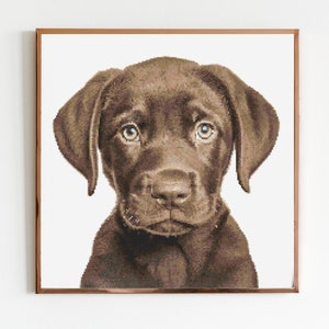 Brown Labrador Puppy Cross Stitch Pattern Sewing Embroidery DMC Wildlife Africa Animal Nursery Artwork Scandi Doggo Minimal Dog Pet Gift