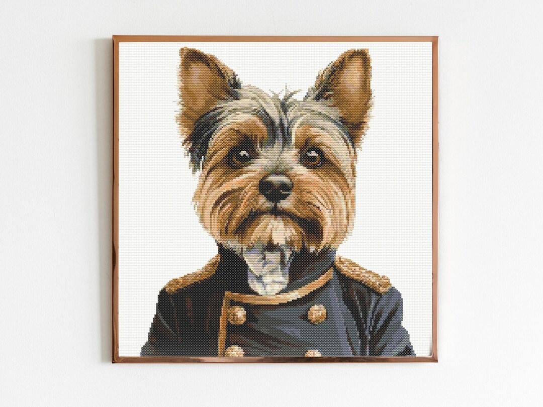 ヨークシャーテリア犬クロスステッチパターン縫製刺繍DMC動物アート