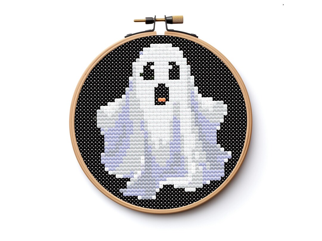 Ghost Stitching Pattern Cute Spooky Ghost Cross Stitch Pattern Sewing Embroidery Halloween Dark ...