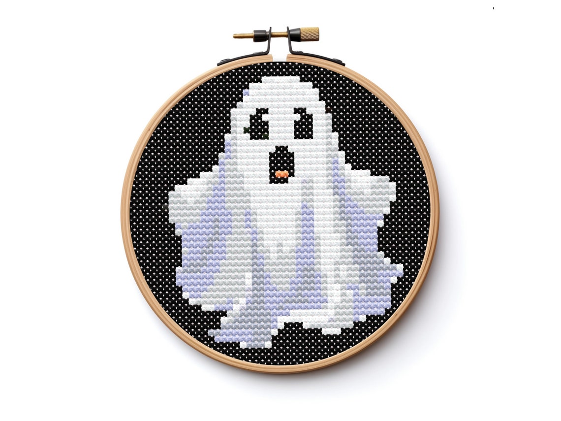 Cute Spooky Ghost Cross Stitch Pattern Sewing Embroidery Halloween Dark ...