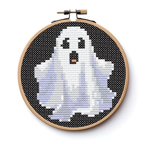 Cute Spooky Ghost  Cross Stitch Pattern Sewing Embroidery Halloween Dark X-Stitch Cottagecore Witchy Witchcraft Goth Simple Beginner