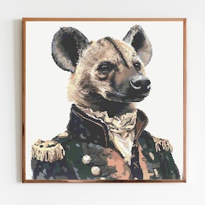 Hyäne Kreuzstichmuster Nähen Stickerei DMC Tier Kunstwerk Geschenk Militär Porträt Muster Wächter Shere Khan Zoo Safari Dschungelbuch