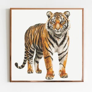 Stehender Tiger Kreuzstich Muster Nähen Stickerei DMC Wildtiere Afrika Tier Safari Dschungel Kinderzimmer Kunst Kunstwerk Scandi Minimal König der Löwen