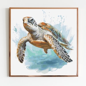 Sea Turtle Cross Stitch Sewing Embroidery Pattern Instant DMC Download Sea  Cute Ocean Watercolour