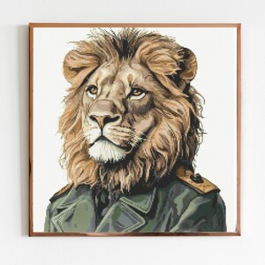 Löwe Kreuzstichmuster Nähen Stickerei DMC Tierkunstwerk Geschenk Militärportrait-Musterhalter Shere Khan Zoo Safari Dschungelbuch