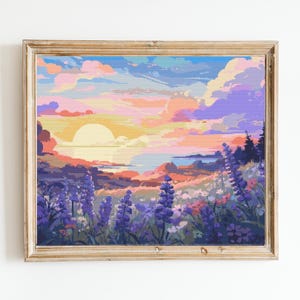 Lavender Sunset Coastline Cross Stitch Sewing Embroidery Pattern Instant X-Stitch Landscape Cottagecore Needlework Lake District