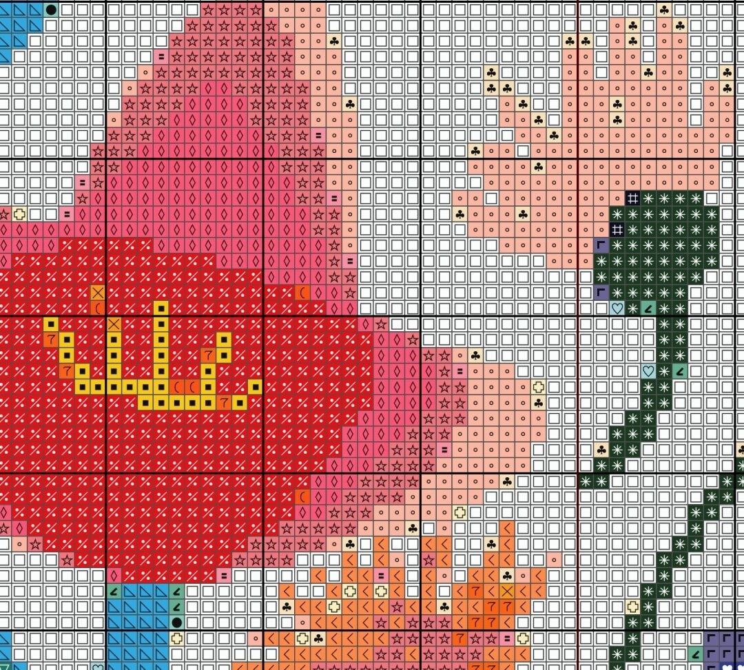 Vibrant Bunch of Abstract Flowers Cross Stitch Sewing Embroidery ...