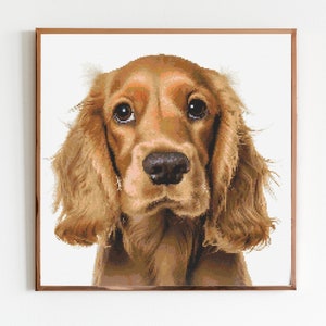 Brown Cocker Spaniel Dog Cross Stitch Pattern Sewing Embroidery DMC Wildlife Animal Nursery Artwork Scandi Doggo Minimal Puppy Pet Gift