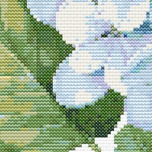 Blue Hydrangea Botanical Cross Stitch Sewing Modern Embroidery Pattern Instant DMC Download Bunch of Flowers Beginner Garden Plants Botanist image 4