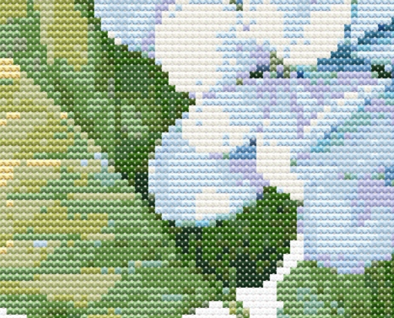 Blue Hydrangea Botanical Cross Stitch Sewing Modern Embroidery Pattern Instant DMC Download Bunch of Flowers Beginner Garden Plants Botanist image 4