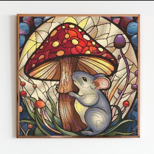 Maus und Pilz Kreuzstich Muster Nähen Moderne Stickerei Dark X-Stitch Cottagecore Witchy Woodland Witchcraft Gothic Folklore