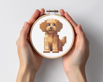 Light Brown Cockerpoo Mini Dog Cross Stitch Pattern Sewing Embroidery Wildlife Australia Nursery Artwork Scandi Doggo Minimal Dog Pet Gift