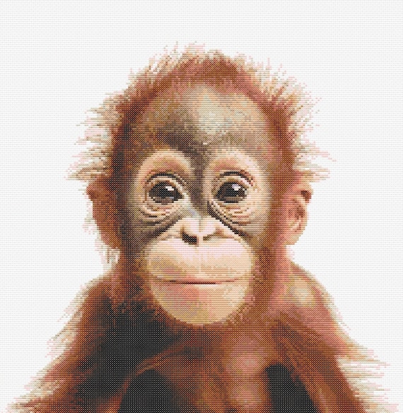Yeesam Art Kreuzstich-Kit 'Orang-Utan' – 14 Count, 32x29 Cm, Mit Leinwand, Garn & Nadeln, Für Fortgeschrittene