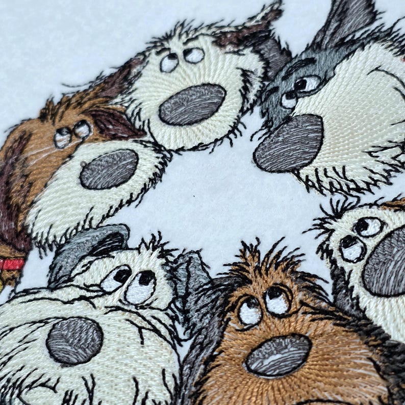 Cartoon Dogs Machine Embroidery Design, Funny Shaggy Dog Wreath, Pet ...