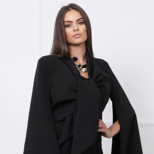 Black Blazer Coat, Women Blazer Coat, Asymmetric Blazer, Long Sleeves Coat, Extravagant Coat, Avant Garde Clothing, Gothic Coat, Formal Coat