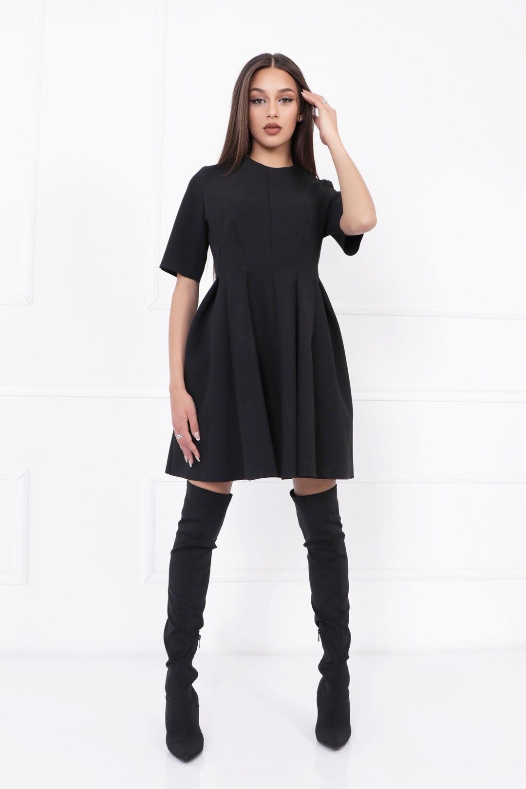 black mini dresses Brielle Bandeau Neckline Dress in Asta Resort Ana Dress Size:44L shimmer