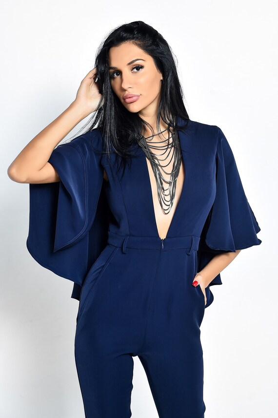 Rotita.com - USD $33.77 | Jumpsuit navy blue, Blue jumpsuits, Jumpsuit  street style