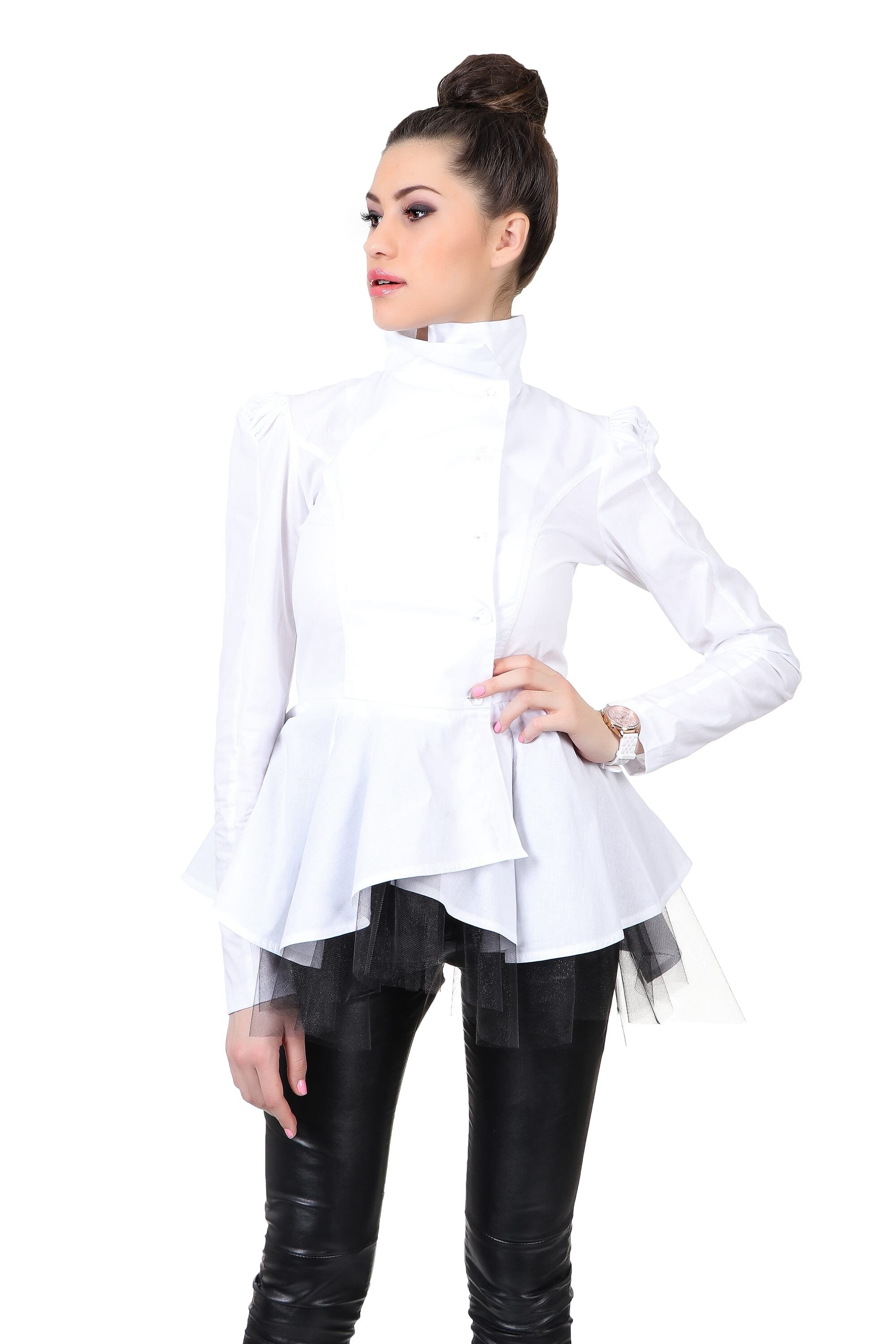 Black Peplum Top, Womens Clothing, Futuristic Blouse, Gothic