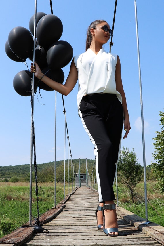 Black and white two piece jumpsuit on sale